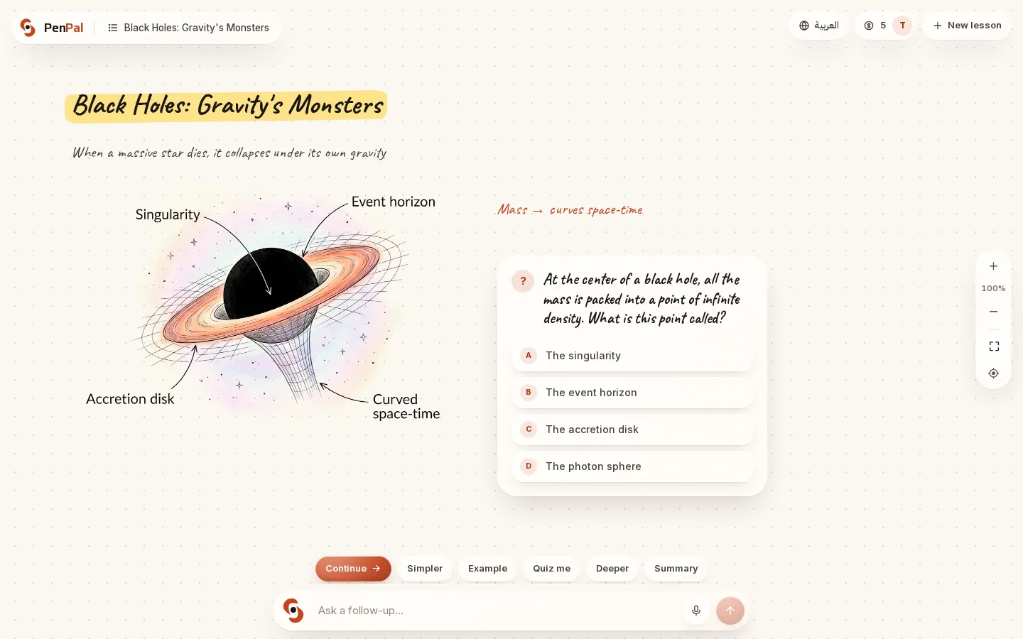 Black holes — taught in English